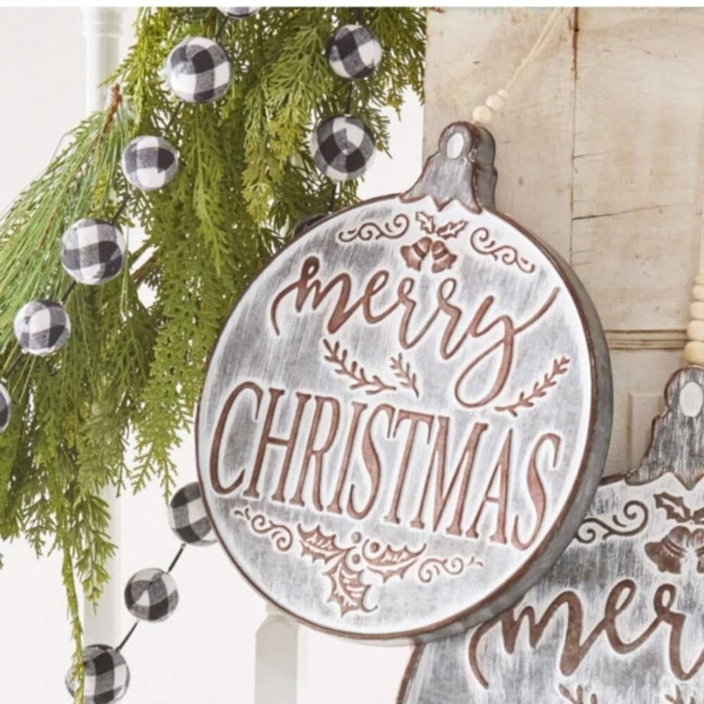NEW RAZ Merry Christmas Metal Sign Ornament